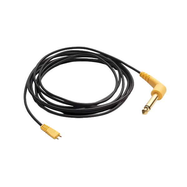 IP30 Kabel für Einsteckhörer, 6,3mm Klinke, mono, gelber gewinkelter Stecker, 2m